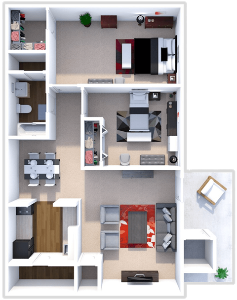 2 Bed 1 Bath Harrington Floor Plan at North Park