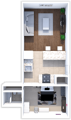 1 bed 1 bath floor plan 750 sq ft at northwoods