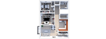 2 bed 1.5 bath 1000 sq ft floor plan at northwoods