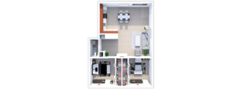 2 bed 1 bath 850 sq ft floor plan at northwoods