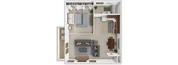 a floor plan of a house with a bedroom and a living room