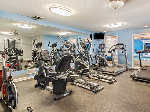 Fitness center at apartment complex