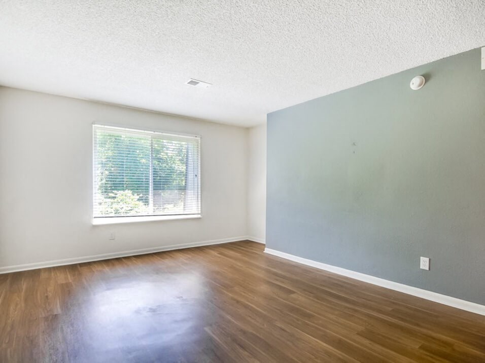 apartment living room with wood floor