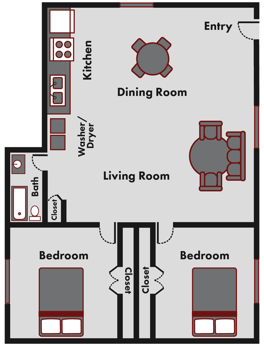 two bedroom apartment floor plan