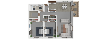 A floor plan of a 2 bedroom pike apartment
