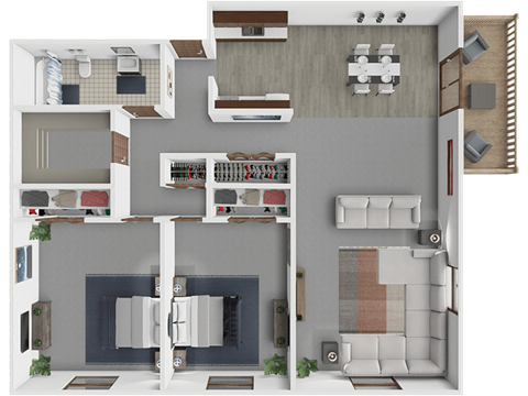A floor plan of a 2 bedroom pike apartment