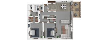 A 2 bedroom floor plan called Sturgeon, with 1.5 bathrooms