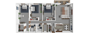 Large 3 bedroom apartment floor plan with 2 bathrooms