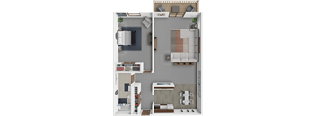 A floor plan 1 bedroom 1 bathroom apartment at oaks of bentonshire apartments.