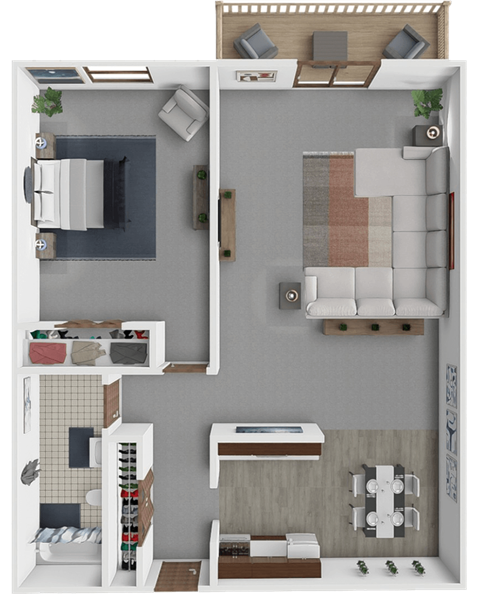 A floor plan 1 bedroom 1 bathroom apartment at oaks of bentonshire apartments.