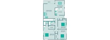 three bedroom two bathroom 1450 square feet floor plan