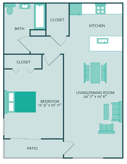 one bedroom one bathroom floor plan 700 square feet
