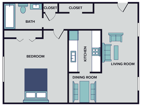 one bedroom one bath 750 sq feet