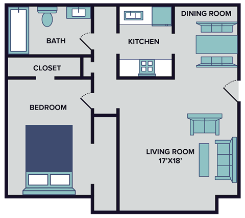 one bed one bath 950 sq ft