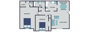 2 bed 1.5 bath 1300 sq ft