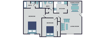 2 bed 2 bath 1300 sq ft