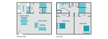 2 bedroom townhome floor plan
