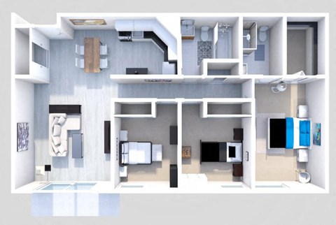 three bedroom apartment floor plan