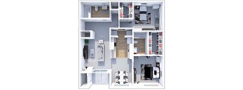 a house is shown with a bedroom and a bathroom