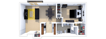 1 bedroom, 1 bath floor plan at Pine Lake Manor apartments