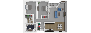2 bed 1 bath Munsinger floor plan at Park Meadows
