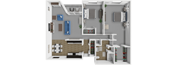 2 bed 1 bath Quarry floor plan at Park Meadows