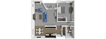 1 bed 1 bath Stearns floor plan at Park Meadows