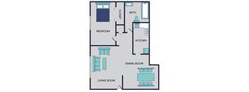 floor plan of a 1125 sq ft floor plan with a kitchen and living room