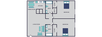 a plan of a living room and a dining room with a kitchen and a bathroom