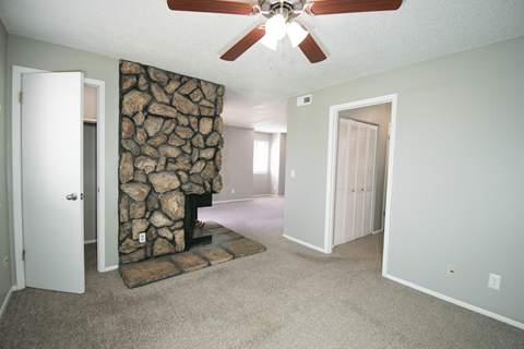 Living room at Ponderosa Apartments in Wichita, KS