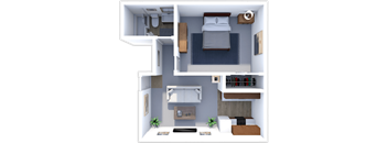 1 bed 1 bath floor plan at pines of southmoor