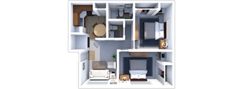 2 bed 1 half bath floor plan at pines of southmoor