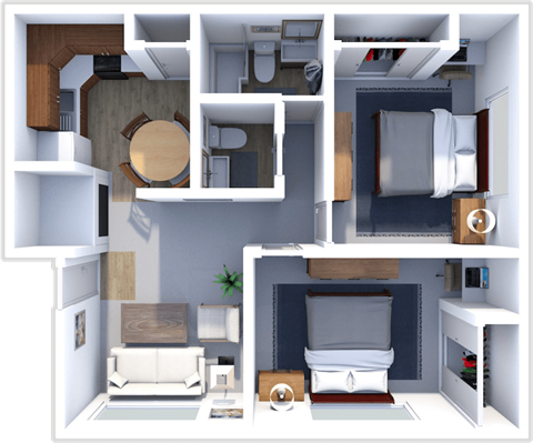 2 bed 1 half bath floor plan at pines of southmoor