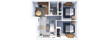 2 bed 1 bath floor plan at pines of southmoor