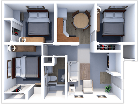 3 bed 1 bath floor plan at pines of southmoor