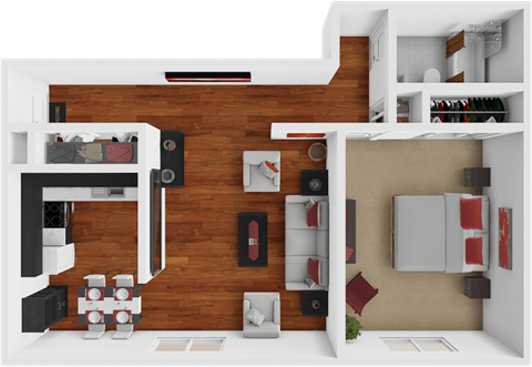 1 bed 1 bath floor plan at preserve at woodland apartments