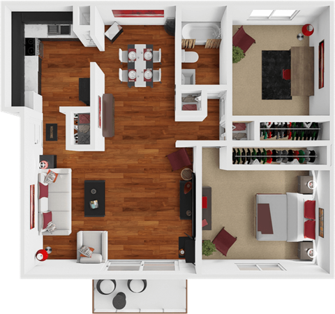 1 bed 1 bath with den floor plan at preserve at woodland apartments