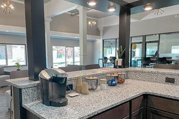 Coffee bar amenity at Preserve at Woodland Apartments