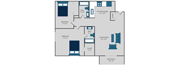 2 Bedroom apartment floor plan in St. Cloud, MN