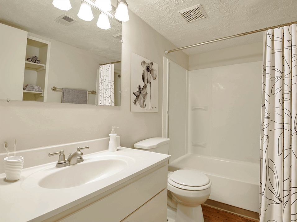 bathroom with a sink, toilet, and shower