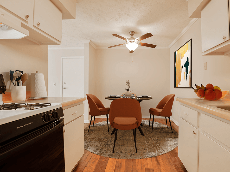 kitchen and dining room in apartment