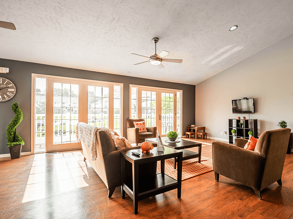 leasing office with hardwood floors