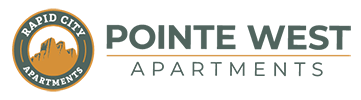 The image is a logo for Rapid City Pointe West Apartments.