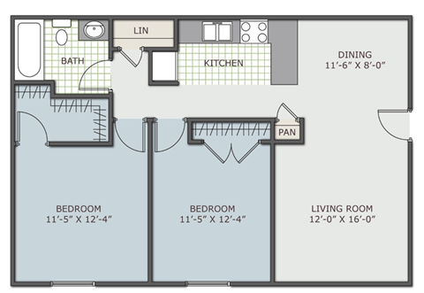 two bedroom apartment floor plan