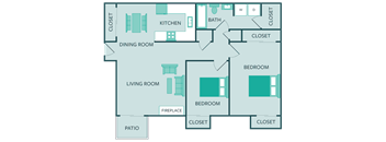 two bedroom one bath floor plan