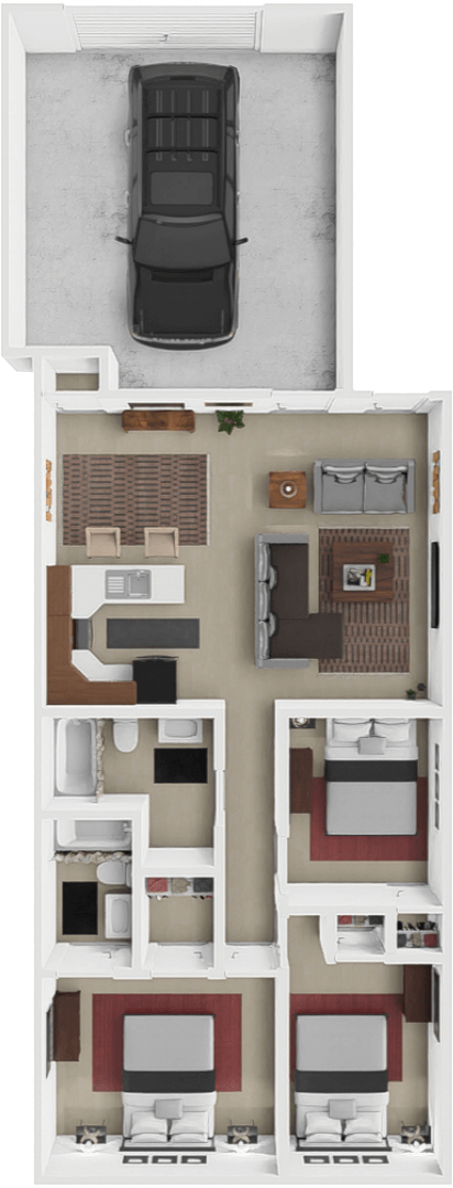 3 bedroom floor plan at redbud twin homes