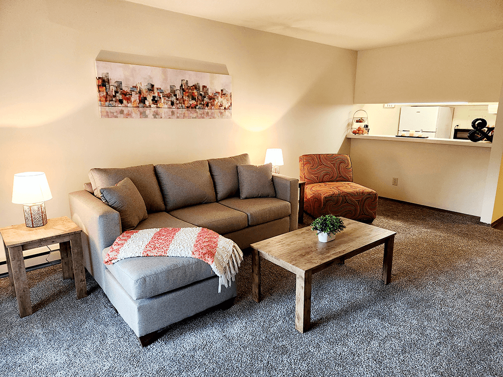 apartment living room with open floor plan