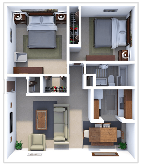 2 bed 1 bath floor plan at ranchview gardens