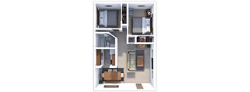 2 bed 1 bath floor plan at ranchview gardens