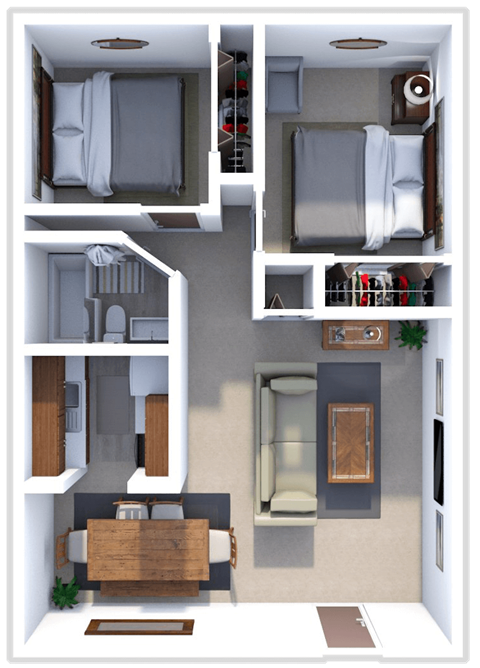 2 bed 1 bath floor plan at ranchview gardens